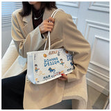 Casual Graffiti Canvas Bag Shopping Bag Reusable Grocery Tote Handbag