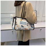 Casual Graffiti Canvas Bag Shopping Bag Reusable Grocery Tote Handbag
