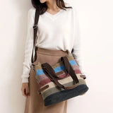 Striped Handbag Ladies Shoulder Bag Summer Vintage Cotton Tote Canvas Bag