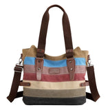 Striped Handbag Ladies Shoulder Bag Summer Vintage Cotton Tote Canvas Bag