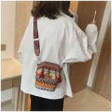 Hand Woven Hobo Crossbody Ethnic Straw Bags Women Handbag Retro Flap Rattan