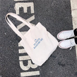 Eco Cotton Linen Tote Bag Letters Printing Shoulder Bag