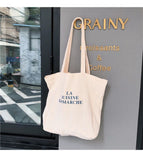 Eco Cotton Linen Tote Bag Letters Printing Shoulder Bag