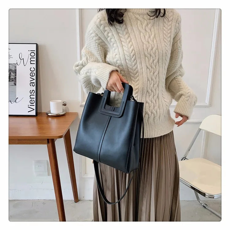 Casual Big Tote Bag Leather Handbags for Ladies