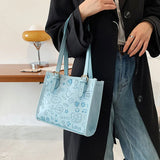 Casual PU Leather Shoulder Bag Autumn Cartoon Printing Female Crossbody Bag