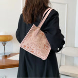 Casual PU Leather Shoulder Bag Autumn Cartoon Printing Female Crossbody Bag