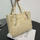 Casual PU Leather Shoulder Bag Autumn Cartoon Printing Female Crossbody Bag