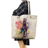 Watercolor Horse Print Tote Bag Casual Handbag for Women