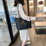 Casual Leather Shoulder Bag Chain Bucket Tote Large Capacity Shopper