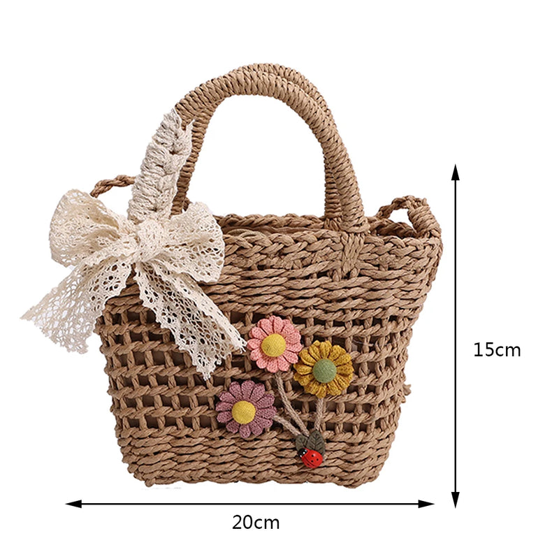 Women Beach Weaving Straw Bag Top Handle Handbags Tote Bag