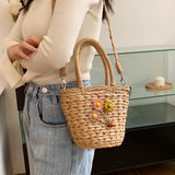 Women Beach Weaving Straw Bag Top Handle Handbags Tote Bag