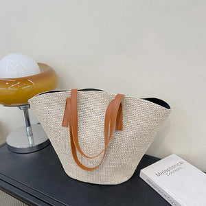 Casual Straw Handbags Woven Women Shoulder Bags Summer Beach Totes