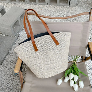 Casual Straw Shoulder Tote Bag Large Capacity Handbag