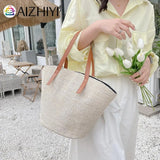 Casual Straw Shoulder Tote Bag Large Capacity Handbag
