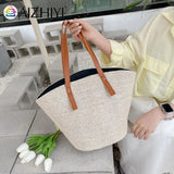 Casual Straw Shoulder Tote Bag Large Capacity Handbag
