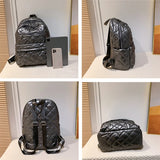 Quilted Down Fabric Backpack for Women Laptop Travel School Bagpack