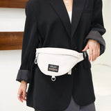 Cowhide Waist Bag for Women Zipper Shoulder Messenger Bag