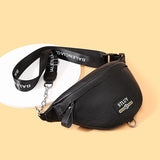 Cowhide Waist Bag for Women Zipper Shoulder Messenger Bag
