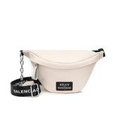 Cowhide Waist Bag for Women Zipper Shoulder Messenger Bag