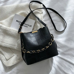 Casual High Bucket Bag For Women Female Pu Leather Shoulder Bag