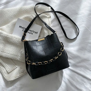 Casual High Bucket Bag For Women Female Pu Leather Shoulder Bag