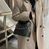 Casual High Bucket Bag For Women Female Pu Leather Shoulder Bag