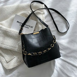 Casual High Bucket Bag For Women Female Pu Leather Shoulder Bag