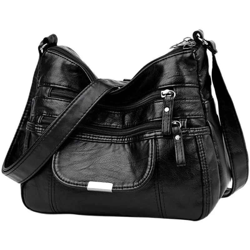 Casual Soft Leather Hobos Vintage Tote Shoulder Bag For Women