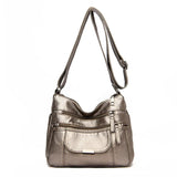 Casual Soft Leather Hobos Vintage Tote Shoulder Bag For Women