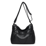 Women's Soft Leather Shoulder Bag Multi-Layer Vintage Crossbody Handbag