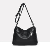 Women's Soft Leather Shoulder Bag Multi-Layer Vintage Crossbody Handbag