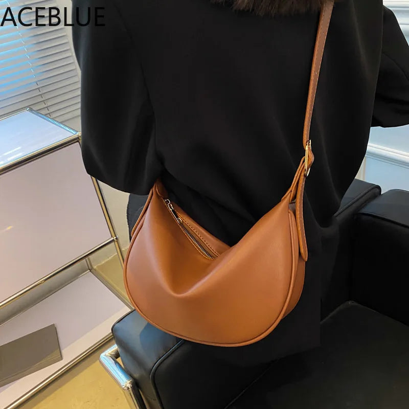 Vintage Leather Hobo Shoulder Bag Crossbody Handbag