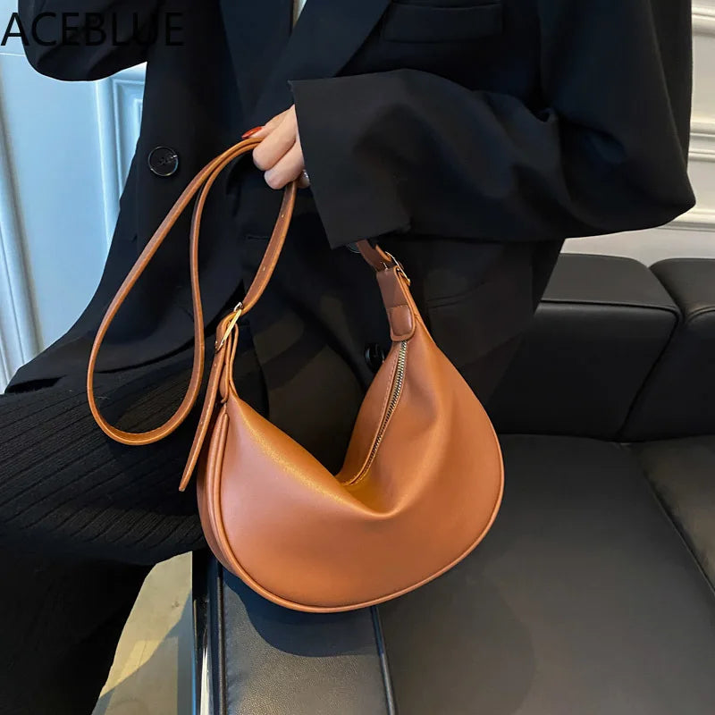 Vintage Leather Hobo Shoulder Bag Crossbody Handbag