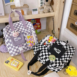 Japanese Plaid Women Backpack Large Capacity Schoolbags Female