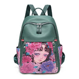 Japanese Cartoon Pattern Waterproof Female Oxford Backpack