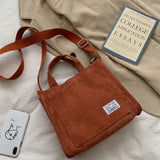 Corduroy Tote Purse Large Capacity Cross-body Shoulder Bag for Women