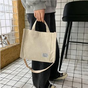 Corduroy Tote Purse Large Capacity Cross-body Shoulder Bag for Women