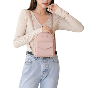 Casual Mini Backpack for Women Dual Use PU Leather Bags Waterproof Shoulder Bag