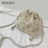 Embroidered Lace Crossbody Bag with Drawstring