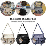 Casual Nylon Crossbody Bag with Pockets and Pendant Decor