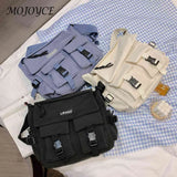 Casual Nylon Crossbody Bag with Pockets and Pendant Decor