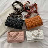 Ladies Mini Handbags Flap Purse Checkered PU Leather Crossbody Bag