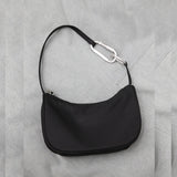 Casual Ladies Nylon Underarm Bag Metal Ring Decoration Women Handbags
