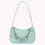 Casual Solid Butterfly Chain Underarm Bag Small Hobos Purse