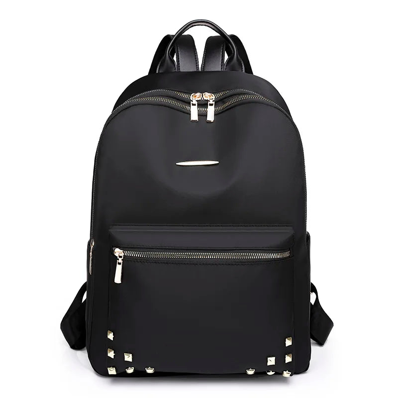 Casual Large Capacity Backpack Rivet Oxford Travel Pack Knapsack