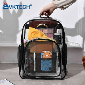Clear PVC Shoulder Backpack Waterproof Student School Bookbag