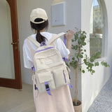 Casual Canvas Backpack for Teenage Girls Students Large Capacity