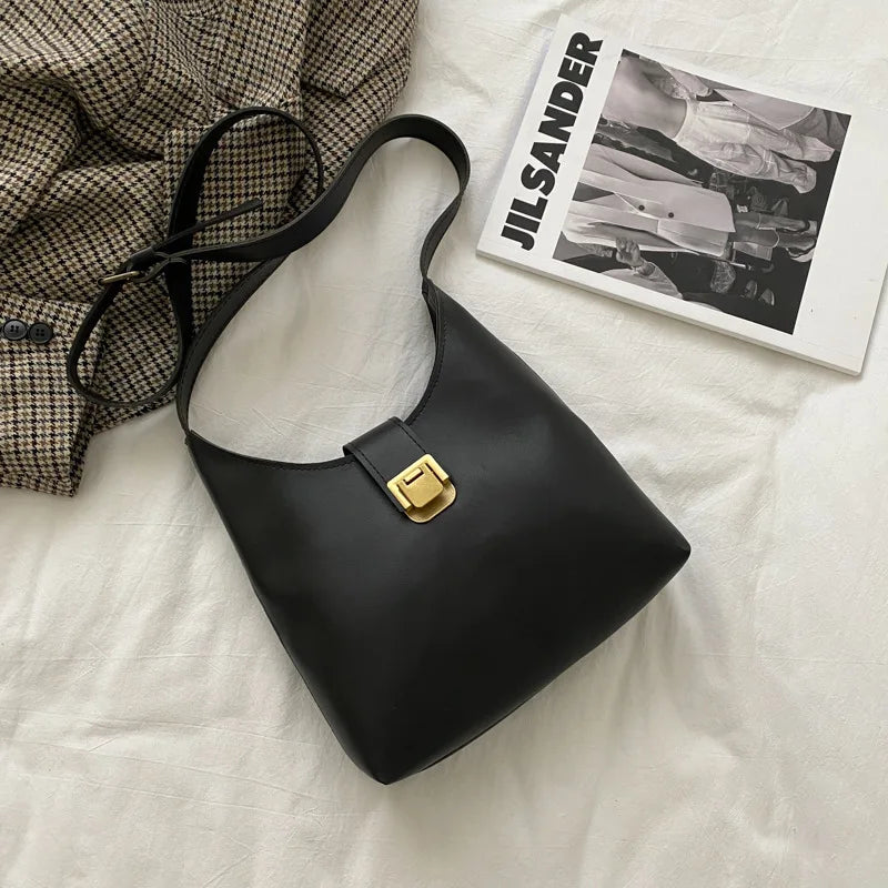 Retro Tote Women Handbags PU Leather Shoulder Bags Solid Purses