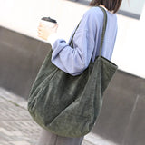 Casual Large Capacity Shopping Bag Corduroy Canvas Tote Bag