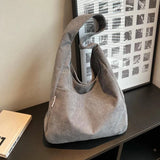 Casual Corduroy Shopping Tote Winter Shoulder Bag Women Student Bag